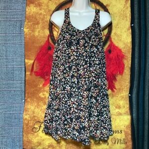 DECREE-women’s black floral print poly lined sleeveless mini dress